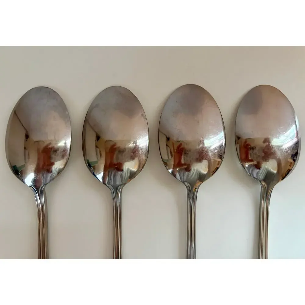 Towle TWS521 Dinner Spoons Set of 4 18/10 Stainless Beaded 7.25” China